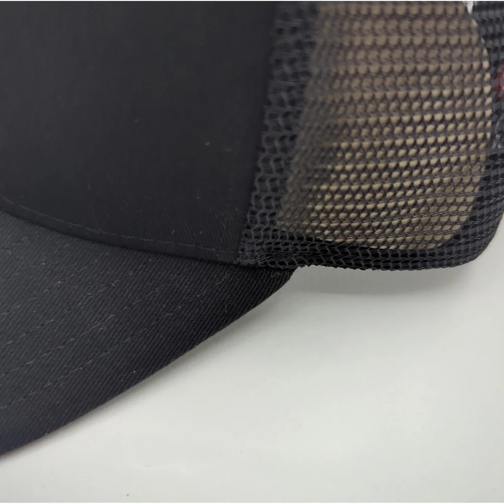 Quiksilver Black Trucker Hat Mountain‎ Palm Leather Patch Snapback QS001453Y NEW